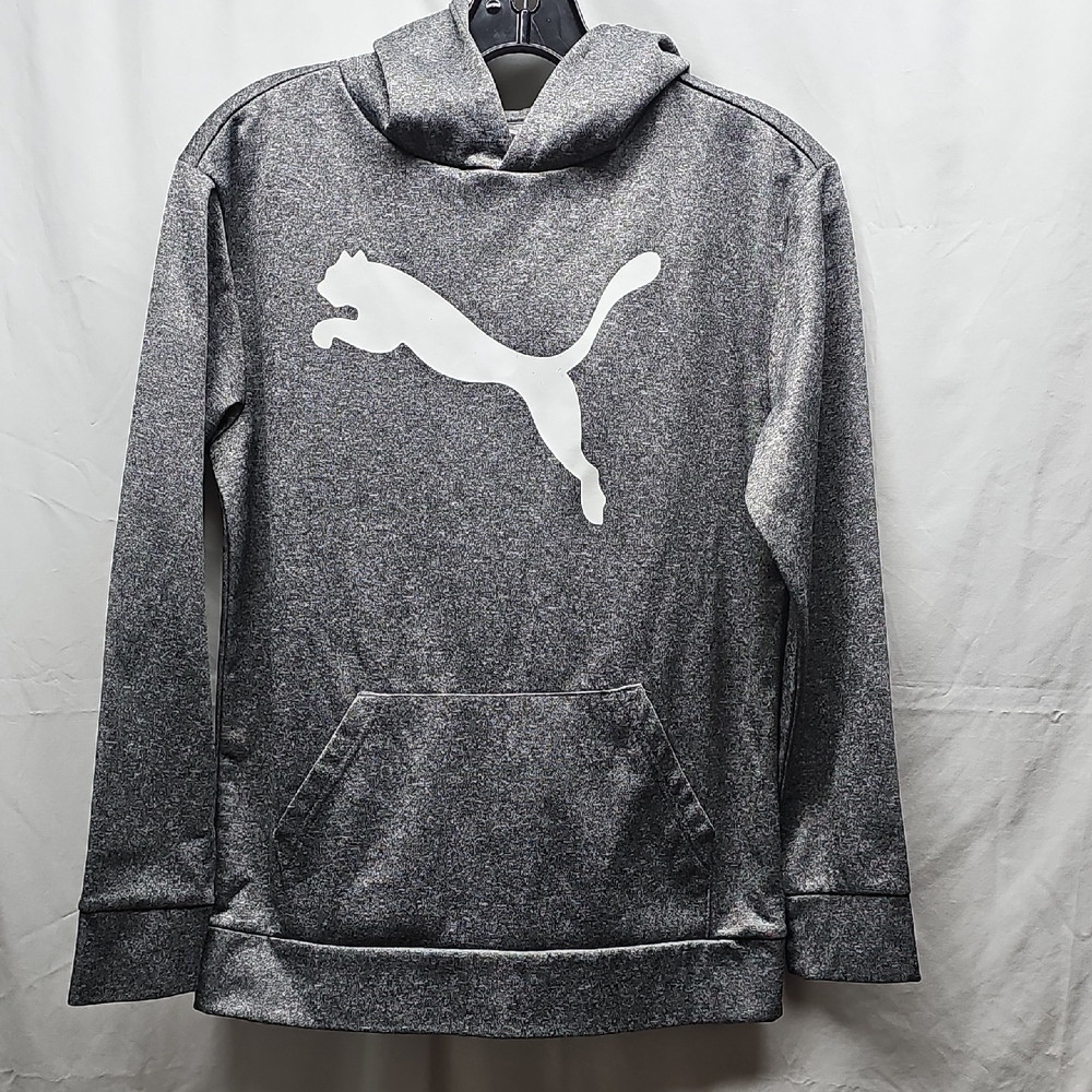 Puma Men's Gray Pullover Hoodie with White Puma Cat Logo
